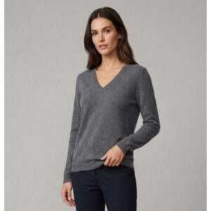 GOBI Pullover Sweater Womens M Gray V-Neck 100% Cashmere Mongolian Knit